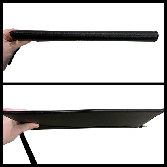 Lovevook Oversized Black Envelope Clutch Vegan Leather Wristlet 12” x 7.5” - Picture 6 of 9